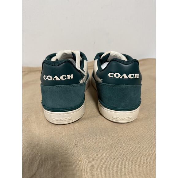 Coach Shoes Mens Size 11 Green White Low Top Retro Court Sneakers Suede Leather main image 5
